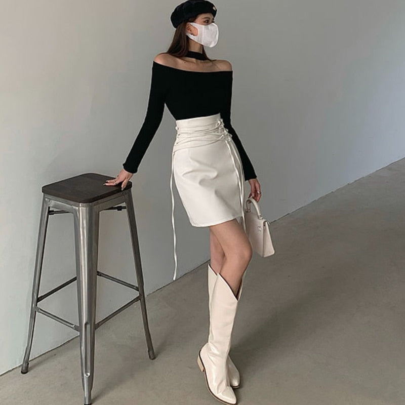 Kyler חצאית מיני בשילוב שרוכי קשירה